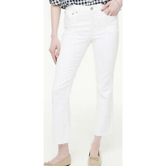 J Crew Mid Rise Petite Flare Crop Stretchy Denim Jeans US Women's 25P New - Picture 1 of 7